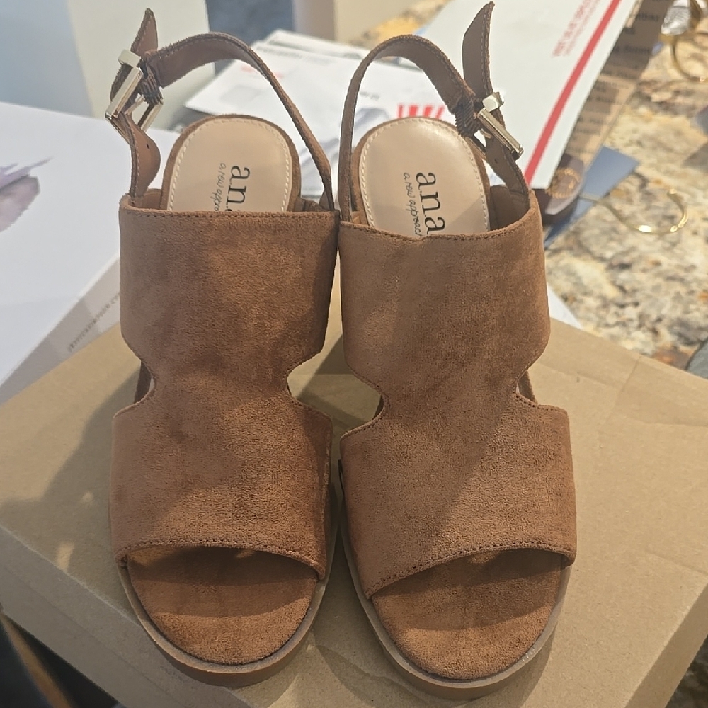a.n.a Brown Suede Women's Sandals